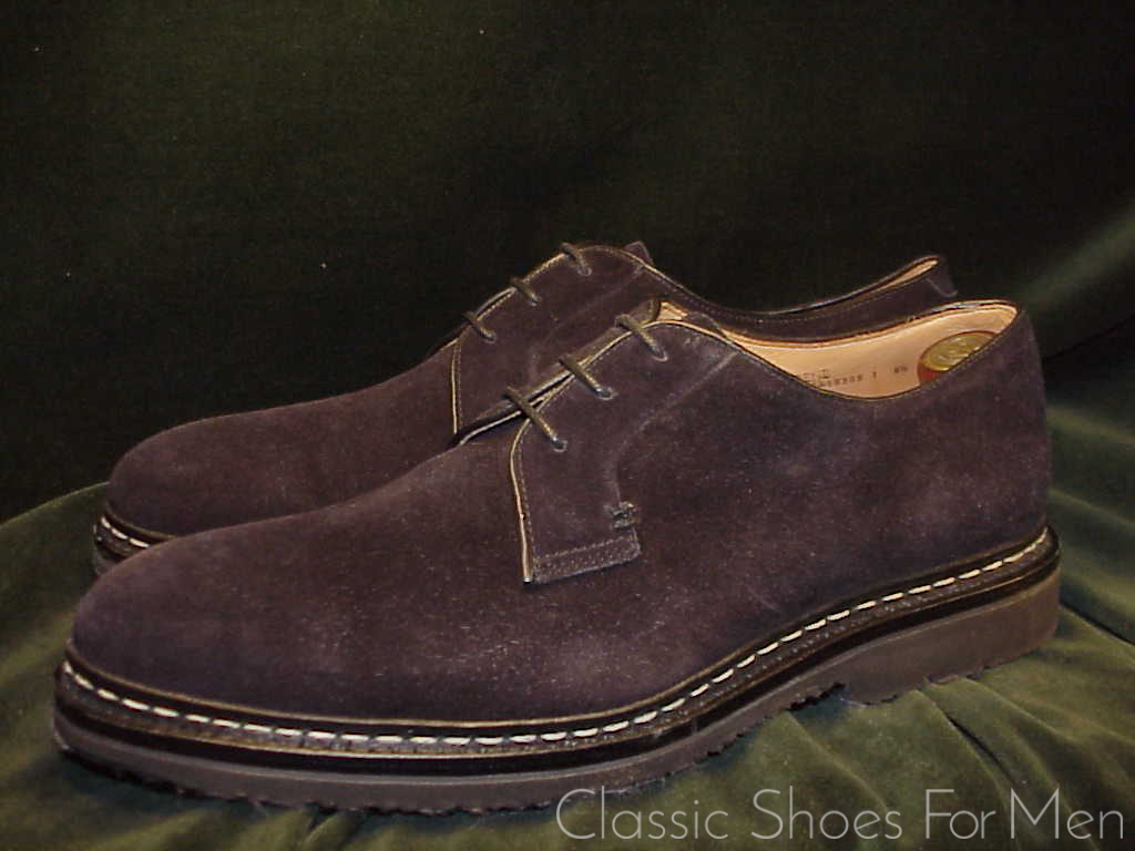 *Like new-HESCHUNG, France, Black Suede, ALL-WEATHER "Goiser", 3-Eylet Derby: 44D (US 10.5D) - Image 6