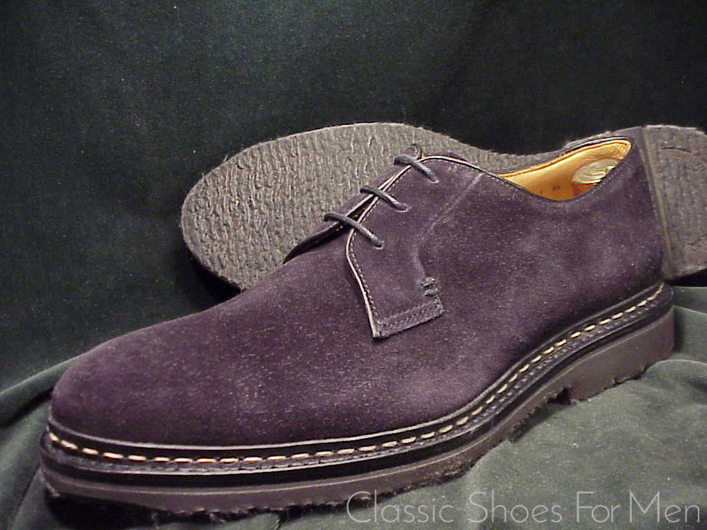 *Like new-HESCHUNG, France, Black Suede, ALL-WEATHER "Goiser", 3-Eylet Derby: 44D (US 10.5D)