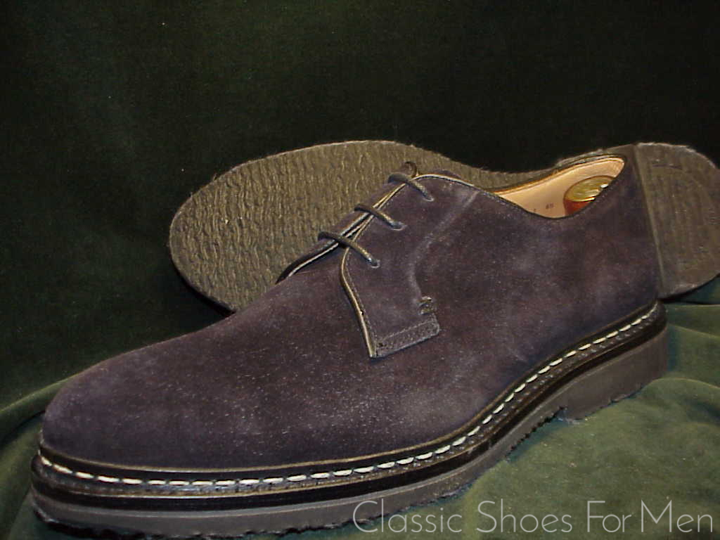 *Like new-HESCHUNG, France, Black Suede, ALL-WEATHER "Goiser", 3-Eylet Derby: 44D (US 10.5D) - Image 11