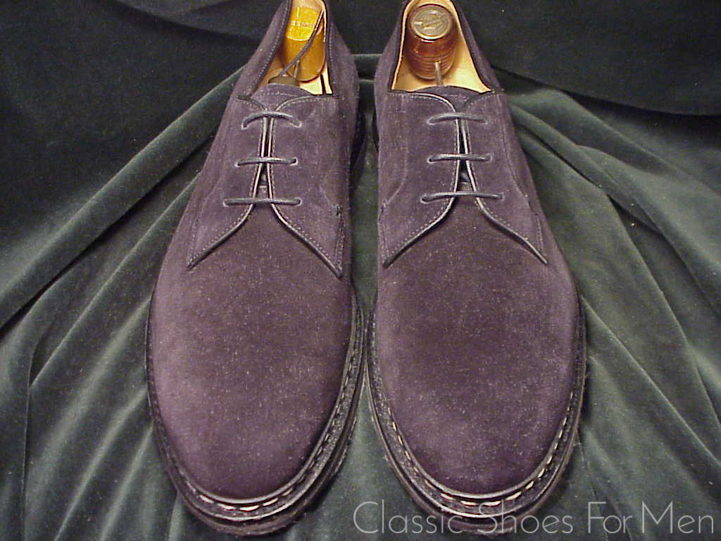 *Like new-HESCHUNG, France, Black Suede, ALL-WEATHER "Goiser", 3-Eylet Derby: 44D (US 10.5D) - Image 2