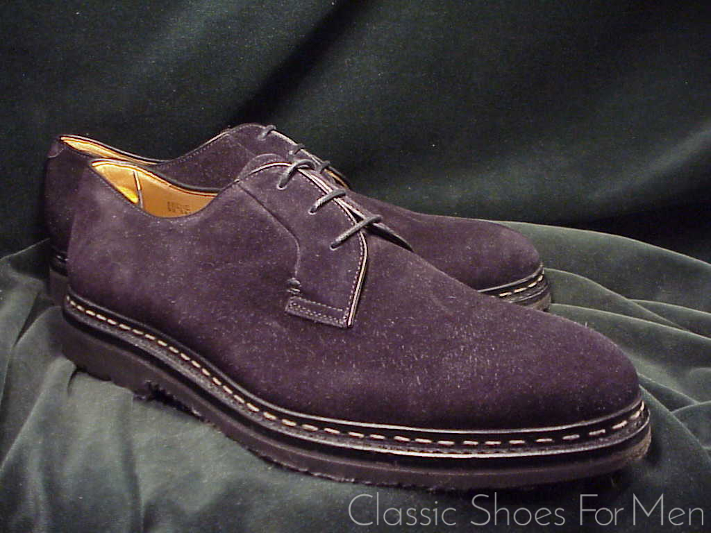 *Like new-HESCHUNG, France, Black Suede, ALL-WEATHER "Goiser", 3-Eylet Derby: 44D (US 10.5D) - Image 3