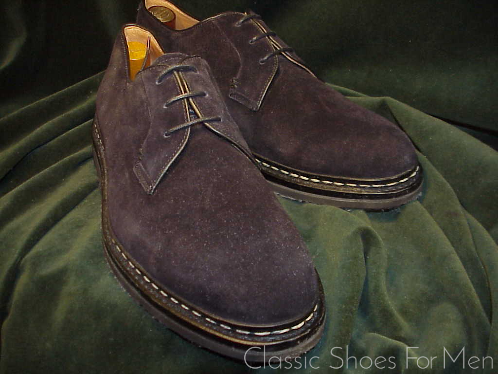 *Like new-HESCHUNG, France, Black Suede, ALL-WEATHER "Goiser", 3-Eylet Derby: 44D (US 10.5D) - Image 9