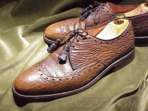 *Near New - ALLEN EDMONDS Sharkskin Full Brogue, Circa 1970: 42 WIDE (US 9 Wide)