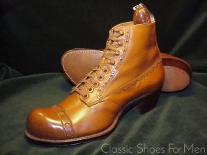 *NEW - Antique VICTORIAN FLORSHEIM Brogued Cap-Toe Boot, Circa 1900: US 7