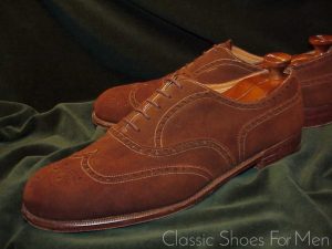 *Near new-BESPOKE GRAMAC, England, Suede Full Brogue Oxford: 46.5D (US 12.5)