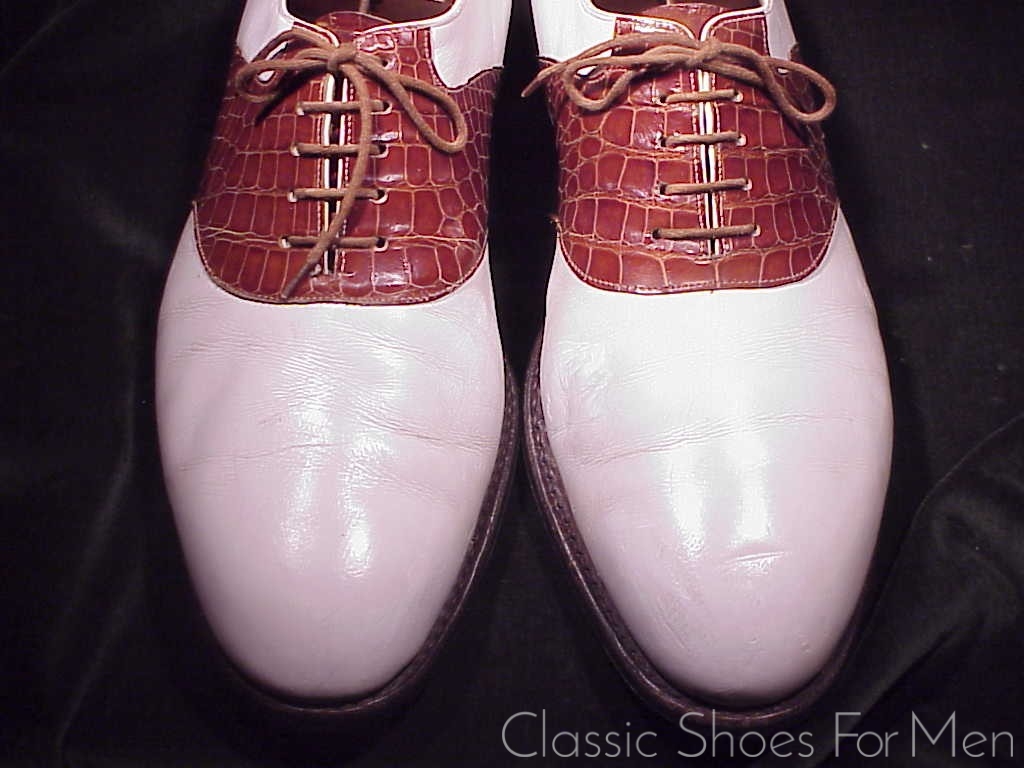 *Bespoke JOHN LOBB GOLF Alligator Saddle Oxford, Circa 1980: 47-48D (US 13-14) - Image 5