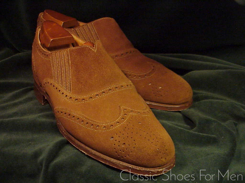 *Very special- CROCKETT & JONES for Polo, Tuczek Style, Suede, Gusseted Full Brogue Slipper/Loafer: 41.5-42D (US 8.5-9D) - Image 10