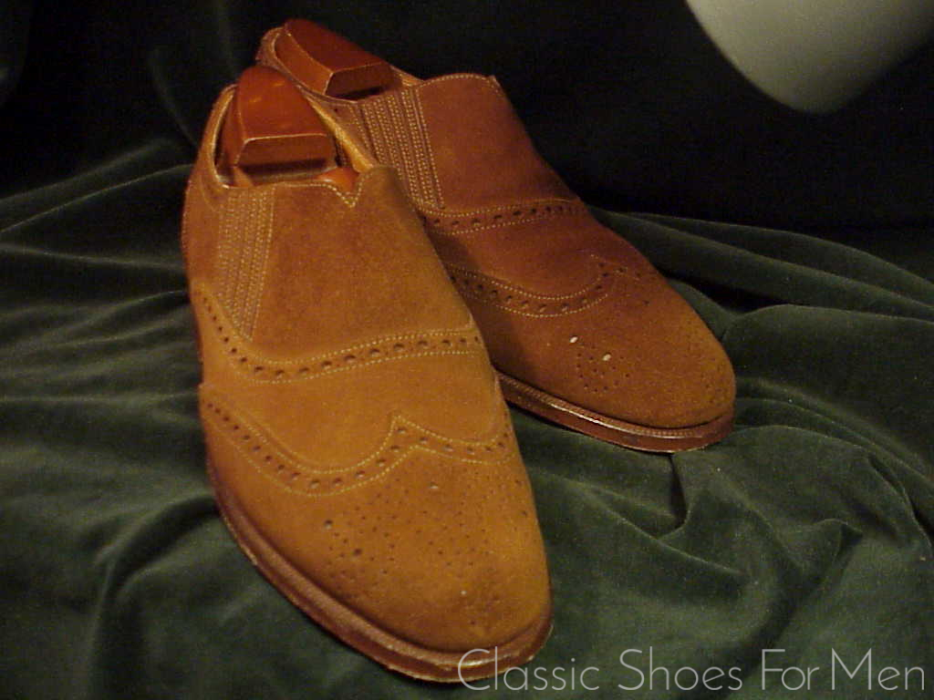 *Very special- CROCKETT & JONES for Polo, Tuczek Style, Suede, Gusseted Full Brogue Slipper/Loafer: 41.5-42D (US 8.5-9D) - Image 9