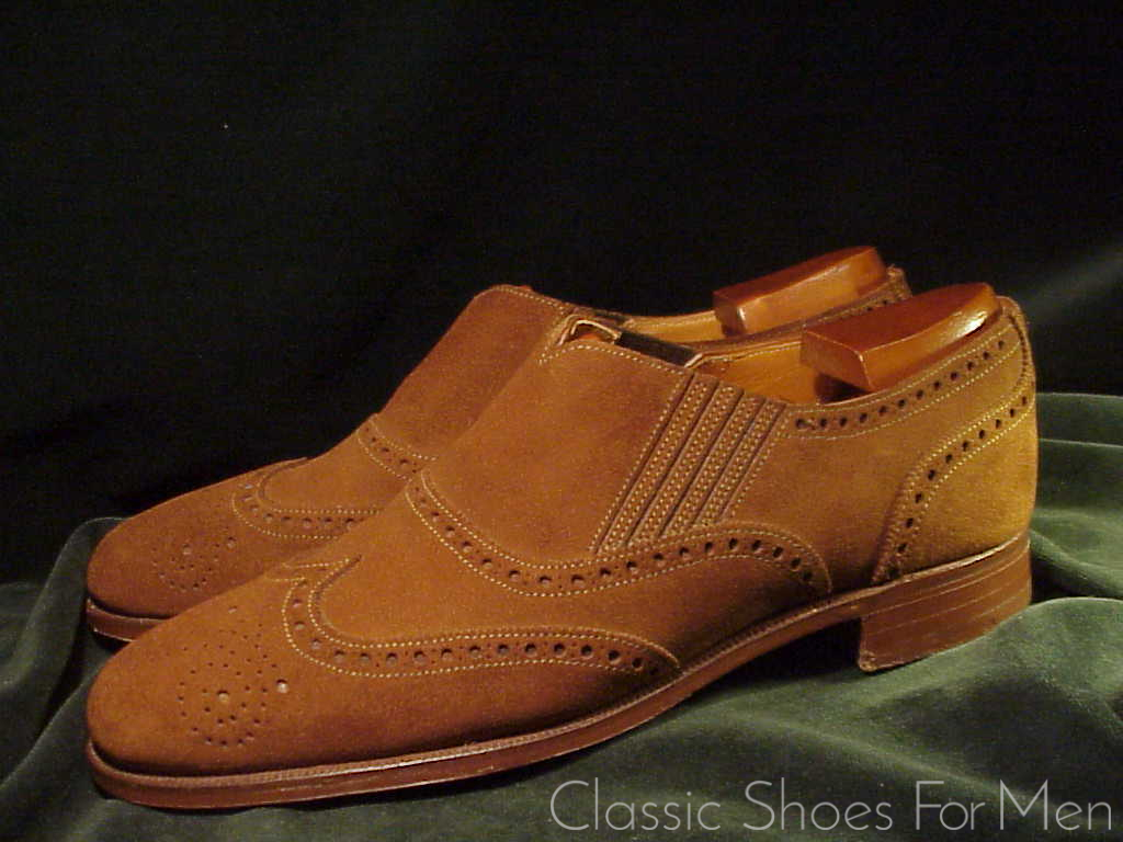 *Very special- CROCKETT & JONES for Polo, Tuczek Style, Suede, Gusseted Full Brogue Slipper/Loafer: 41.5-42D (US 8.5-9D) - Image 6