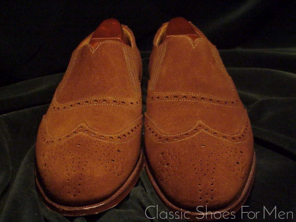 *Very special- CROCKETT & JONES for Polo, Tuczek Style, Suede, Gusseted Full Brogue Slipper/Loafer: 41.5-42D (US 8.5-9D) - Image 8
