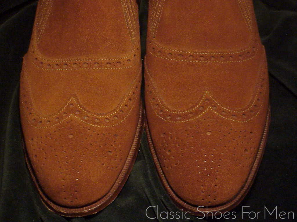 *Very special- CROCKETT & JONES for Polo, Tuczek Style, Suede, Gusseted Full Brogue Slipper/Loafer: 41.5-42D (US 8.5-9D) - Image 5
