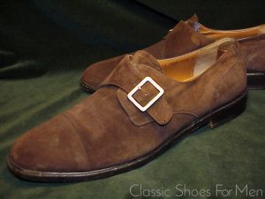 +SALVATORE FERRAGAMO "Studio" Suede Monk Strap: 45D (US 11.5D)