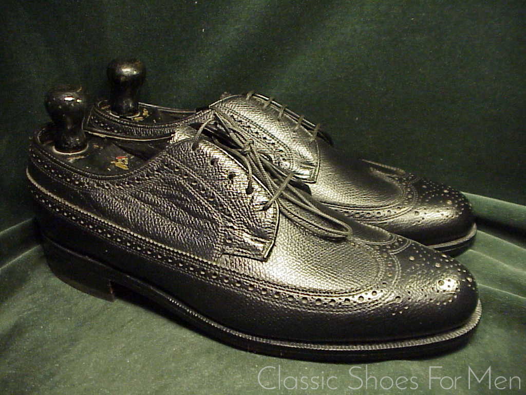 *NEW - The FLORSHEIM Shoe, Full Brogue, Scotch Grain, Derby, "Budapester", Circa 1980: US 8D (41D) - Image 4