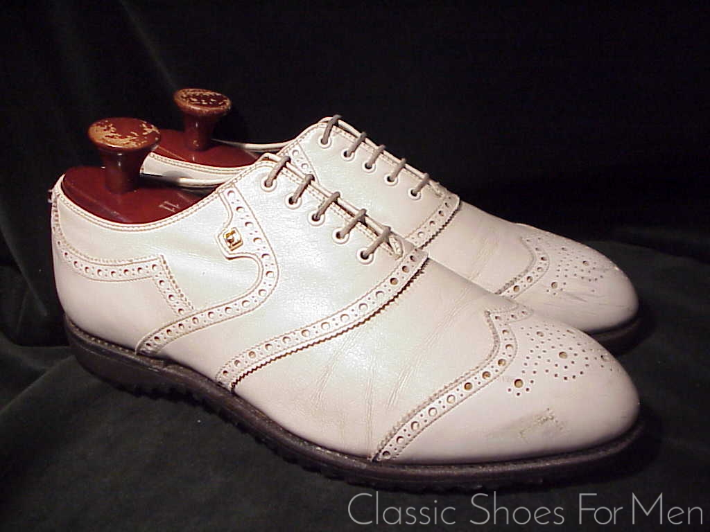 *Near new - WHITE All-Weather FOOTJOY Full Brogue Oxford, Circa 1980: 43-43.5 WIDE (US10 WIDE) - Image 9