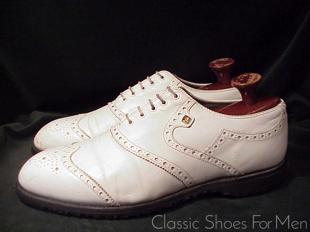 *Near new - WHITE All-Weather FOOTJOY Full Brogue Oxford, Circa 1980: 43-43.5 WIDE (US10 WIDE) - Image 7
