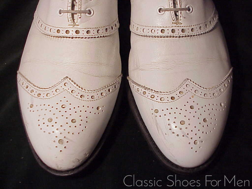*Near new - WHITE All-Weather FOOTJOY Full Brogue Oxford, Circa 1980: 43-43.5 WIDE (US10 WIDE) - Image 8