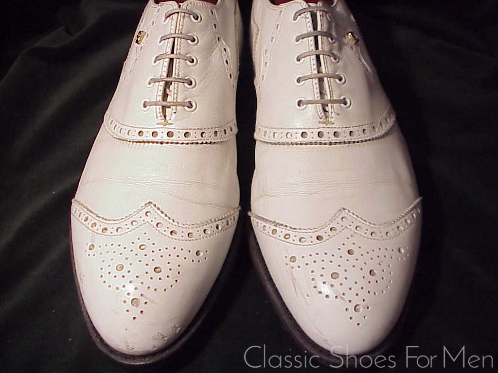 *Near new - WHITE All-Weather FOOTJOY Full Brogue Oxford, Circa 1980: 43-43.5 WIDE (US10 WIDE) - Image 5
