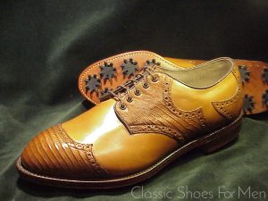 *NEW Vintage FOOTJOY Lizard Full Brogue Golf Oxford Spectator, Circa 1980: US 9D (42D)
