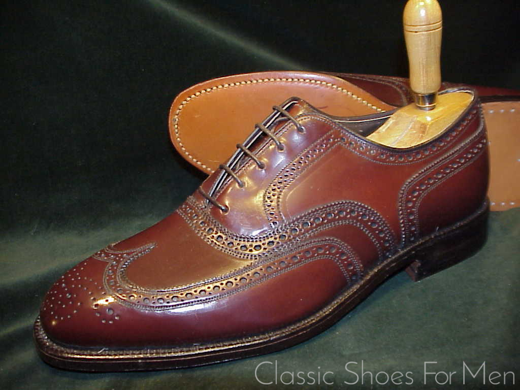 *NEW - JOHNSTON & MURPHY "Cigar" SHELL CORDOVAN Full Brogue Oxford, Circa 1980: US 10D (43-43,5D)
