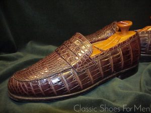 *JOHN LOBB (Paris) ALLIGATOR Penny Loafer: US 10D/E (43-43.5D/E).