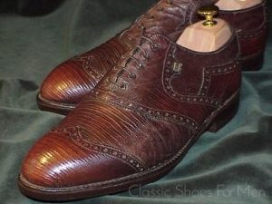 *FOOTJOY Eidechsenleder–Lizard Custom-Made Full Brogue STREET Oxford: 42D (US 9D)