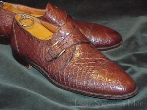 *SALVATORE FERRAGAMO Alligator Cap-Toe Monk Strap: US 9.5D (42,5D)