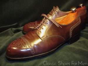*Like new - Bespoke OLIVER MOORE, SHELL CORDOVAN Cap-Toe Derby: US 11.5 WIDE (45 WIDE)