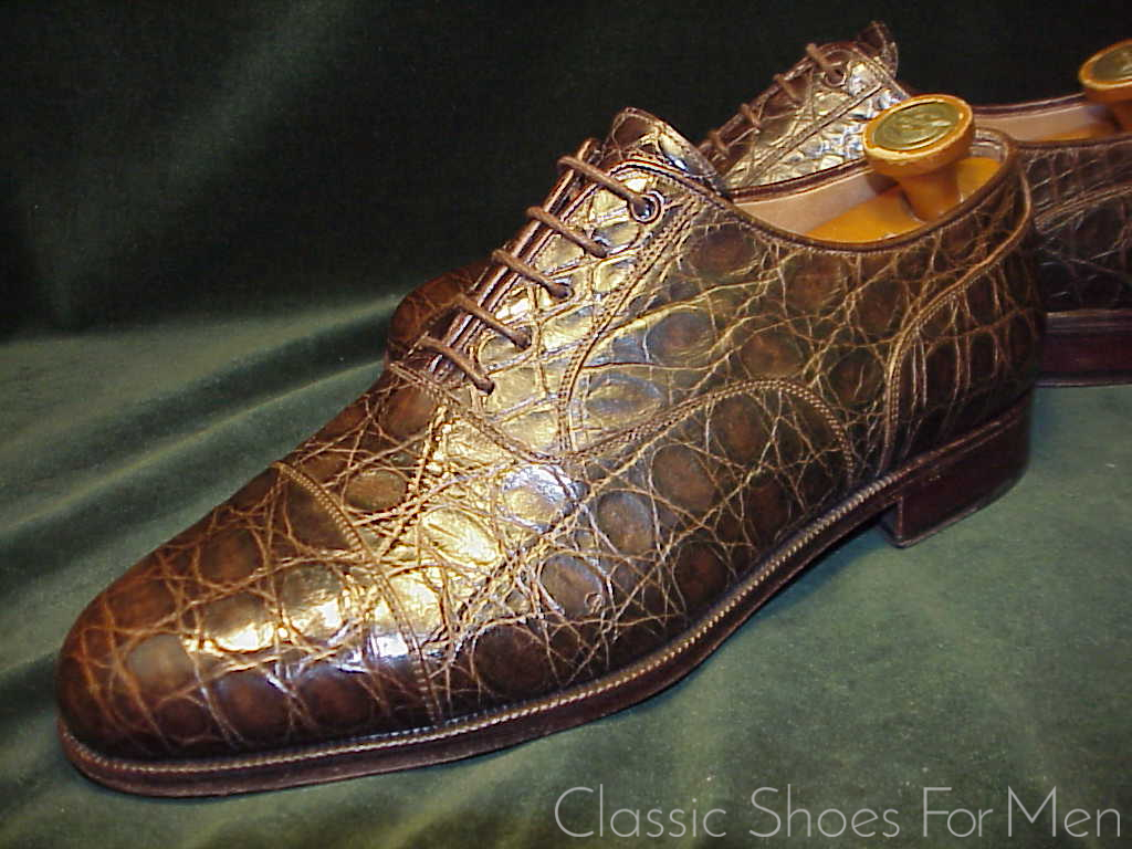+Very Fine - Vintage CARMINA -PEPE ALBALADEJO Alligator Cap-Toe Oxford: US 9E (42E)