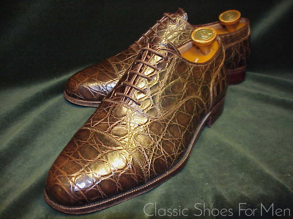 +Very Fine - Vintage CARMINA -PEPE ALBALADEJO Alligator Cap-Toe Oxford: US 9E (42E) - Image 12