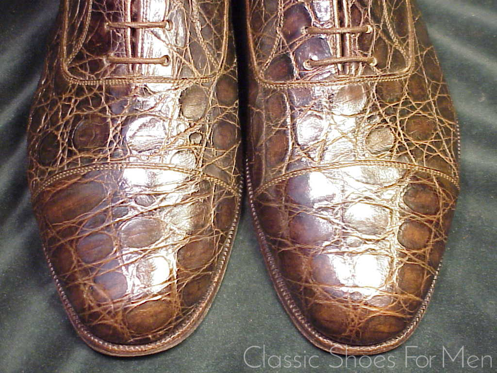 +Very Fine - Vintage CARMINA -PEPE ALBALADEJO Alligator Cap-Toe Oxford: US 9E (42E) - Image 5
