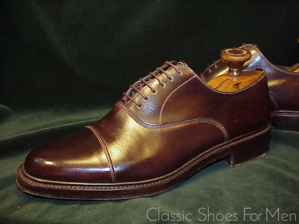 +Very Fine - SANTONI Double Sole SHELL CORDOVAN Cap-Toe Oxford: 42.5D (US 9.5D)