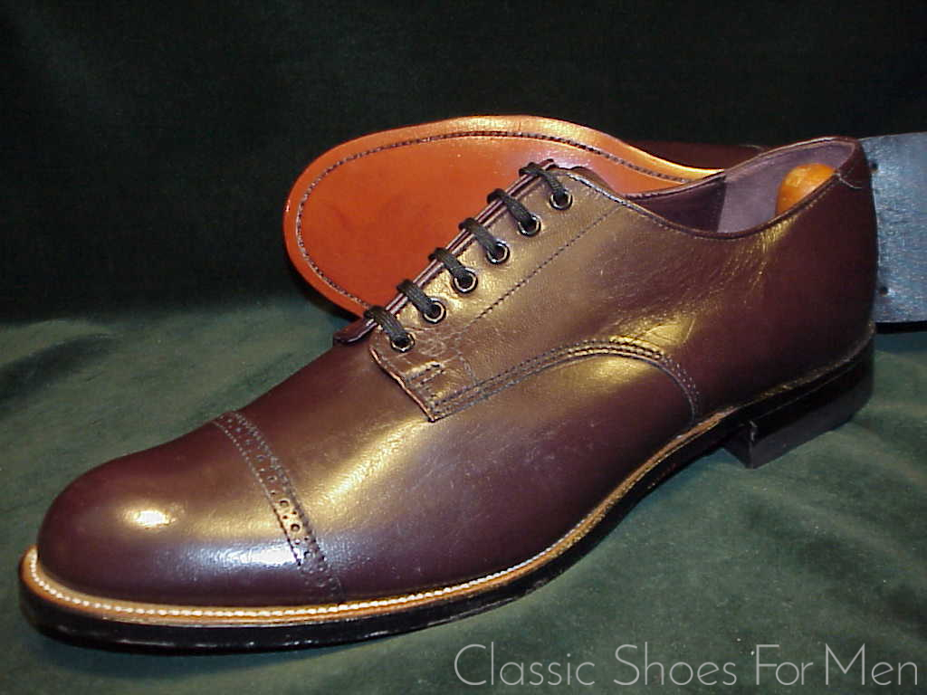 +NEW- Vintage STACY-ADAMS KANGAROO 6-Eyelet Cap-Toe Derby: US 10.5D (44D)