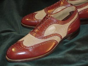 Antik KNAPP Spade Sole Ventilated Netzwerk Oxford Spectator, Circa 1935:41,5D.