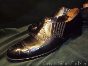 *JOHN LOBB Antique BESPOKE "Tuczek" Gusseted Cap-Toe Brogue Slipper: UK 10.5E (45.5D) (US 11.5D)