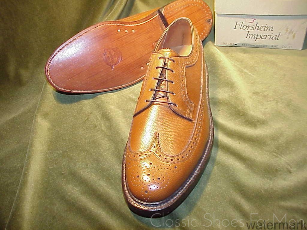 NEW - FLORSHEIM IMPERIAL Tan Full Brogue Budapester Circa 1985: 43-43,5D - Image 5