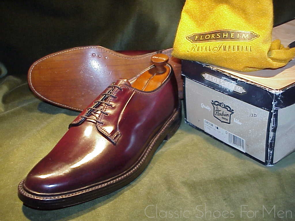 *NEW - Vintage - FLORSHEIM IMPERIAL Shell Cordovan Plain Front Derby, Cir. 1980:47D - Image 6