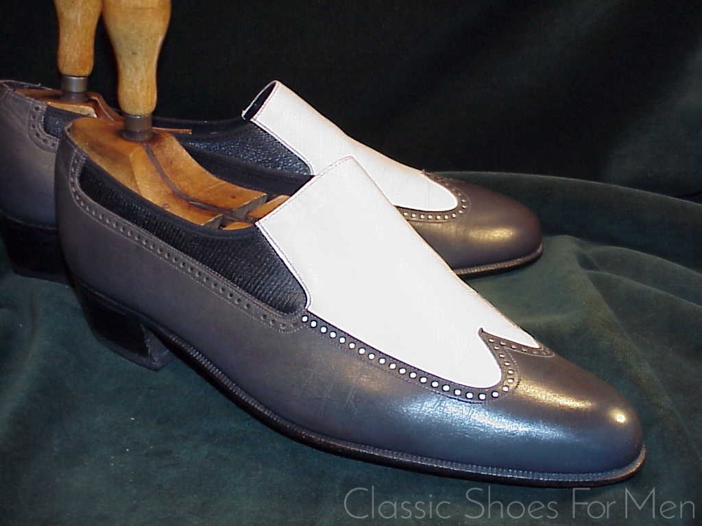 *Like new - Vintage FLORSHEIM Gray Wing Tip Spectator Loafer: 41.5D (US 8.5D) - Image 3