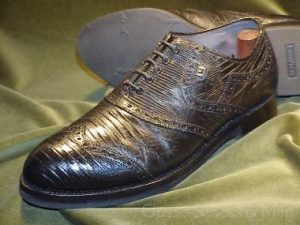 *FOOTJOY Eidechsenleder - Black Lizard Full Brogue STREET Oxford: 42,5D (US 9.5D)