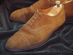 *HARRY B. HART, London, Suede Cap-Toe Brogue: 41D (US 8D)