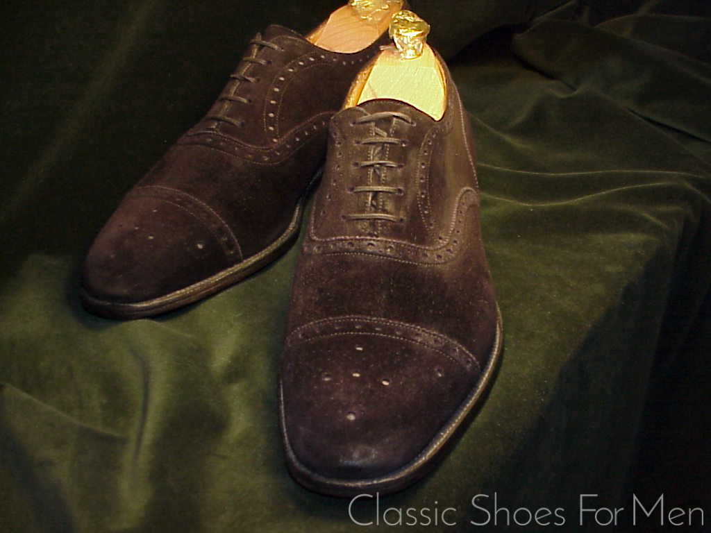 *J. M. WESTON Vintage Black Suede Half Brogue Oxford; 44D (US 10.5D) - Image 4