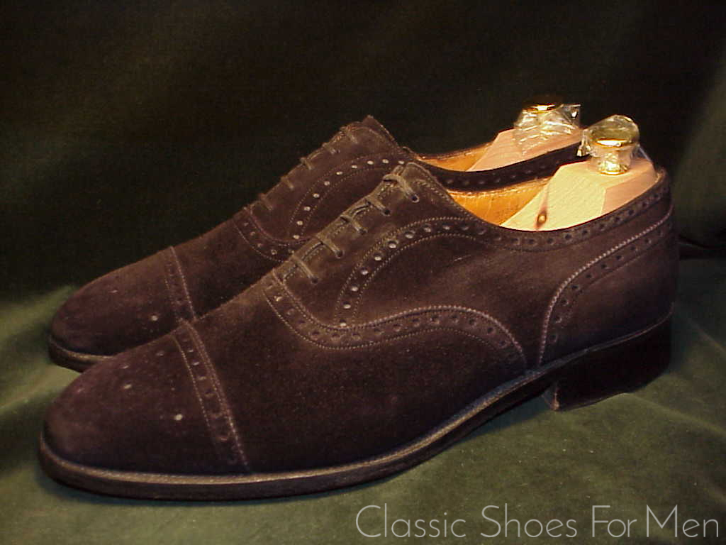 *J. M. WESTON Vintage Black Suede Half Brogue Oxford; 44D (US 10.5D) - Image 9
