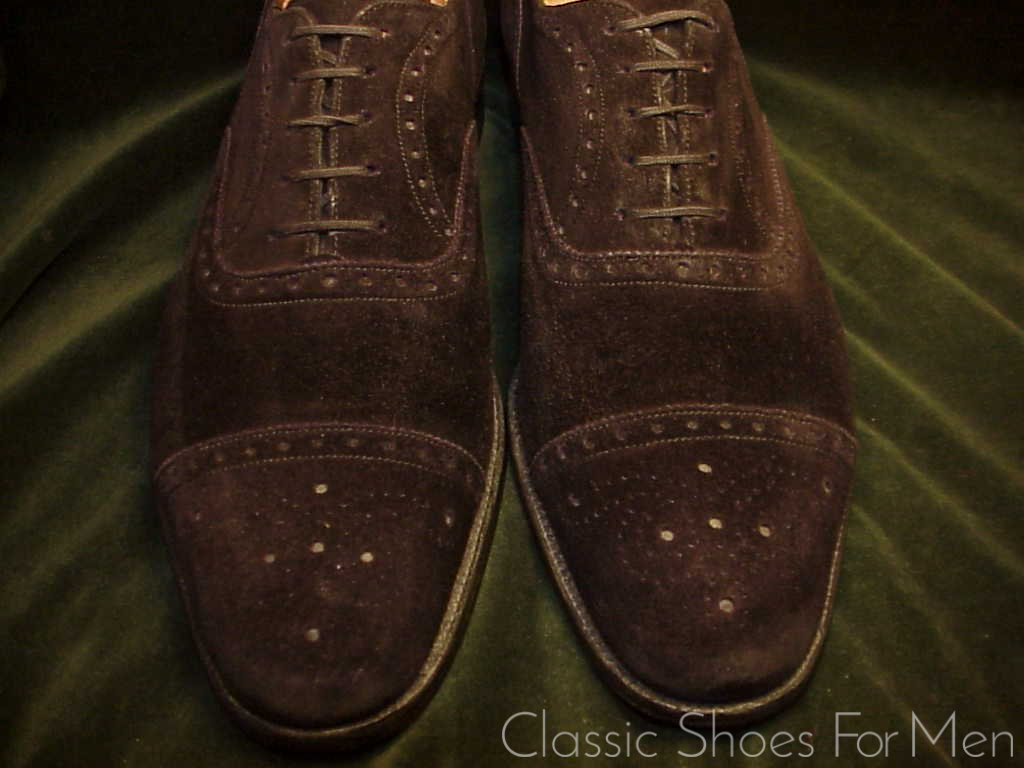 *J. M. WESTON Vintage Black Suede Half Brogue Oxford; 44D (US 10.5D) - Image 8