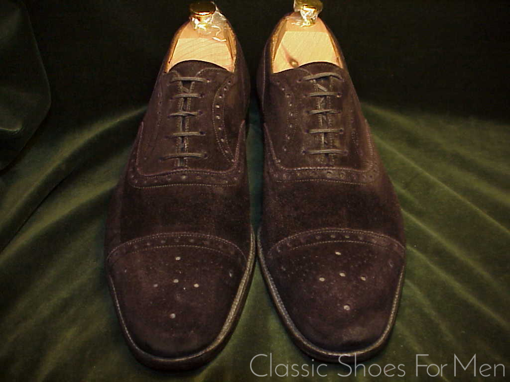 *J. M. WESTON Vintage Black Suede Half Brogue Oxford; 44D (US 10.5D) - Image 2