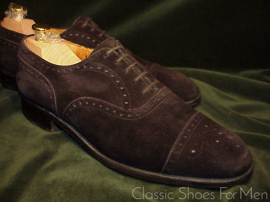 *J. M. WESTON Vintage Black Suede Half Brogue Oxford; 44D (US 10.5D) - Image 3