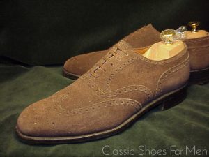 *J. M. WESTON Vintage Suede Full Brogue Oxford; 42D (US 9D)